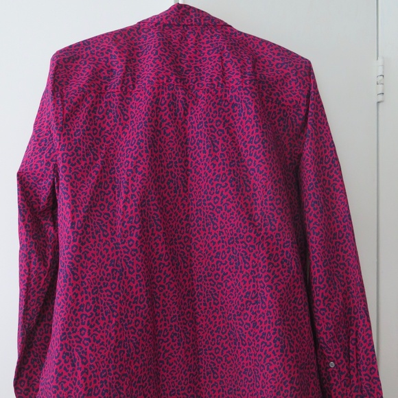 NWT J Crew Factory Shirt Women's XL - Small Leopard Print Fuchsia/Purple Cotton - Picture 6 of 8